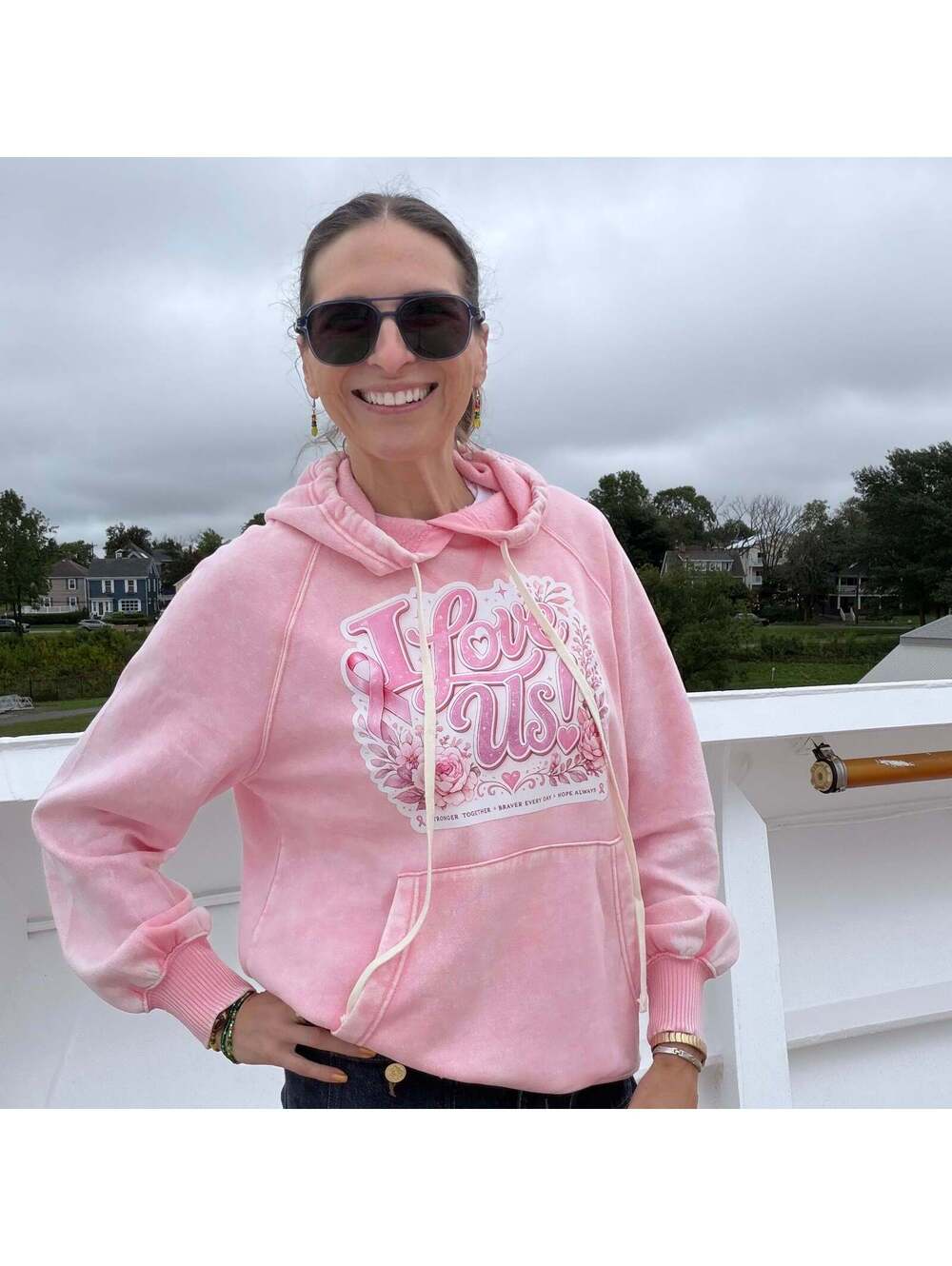 I Love Us! Breast Cancer Awareness Zenana Hoodie – Size Small